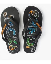 Jack & Jones - Logo Palm Print Flip-Flops Anthracite - Lyst