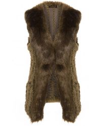 Jayley - Hand Knitted Luxury Faux Fur Gilet With Suede Base - Lyst