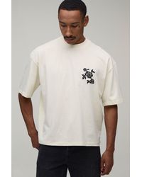 BoohooMAN - Oversized Boxy Floral Embroidery T-Shirt - Lyst