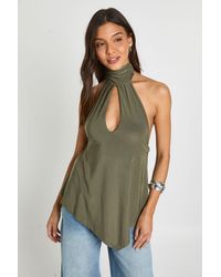 Boohoo - Halterneck Cut Out Drape Top - Lyst