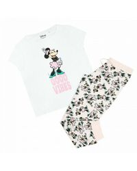 Disney - Ladies Good Vibes Minnie Mouse Long Pyjama Set (//) Cotton - Lyst