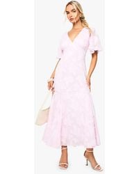 Boohoo - Burnout Floral Angel Sleeve Midaxi Dress - Lyst