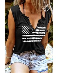 Azura Exchange - Flag Print V Neck Sleeveless Top - Lyst