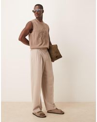 ASOS - Smart Wide Leg Trousers With Double Pleats - Lyst