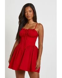 Boohoo - Corset Detail Lace Hem Mini Dress - Lyst