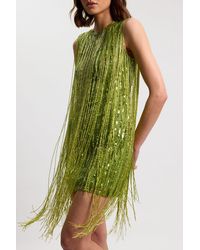 Karen Millen - Beaded Fringed Sleeveless Woven Midi Dress - Lyst