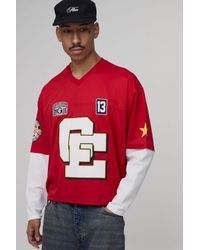 BoohooMAN - Oversized Boxy Mesh Faux Layer Applique Hockey Top - Lyst