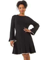 Roman - Petite Contrast Trim Knit Dress - Lyst