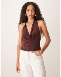 ASOS - Slinky Cowl Neck Top With Trim Detail - Lyst
