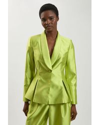 Karen Millen - Satin Twill Single Breasted Blazer - Lyst