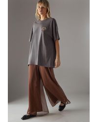 Warehouse - Chiffon High Waisted Wide Leg Trousers - Lyst