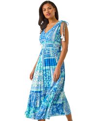 Roman - Patchwork Shimmer Maxi Dress - Lyst