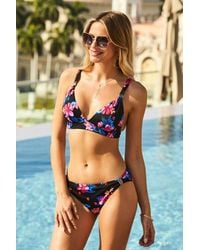 Sosandar - The Perfect Floral Print Bikini Bottoms With Detail Polyamide - Lyst