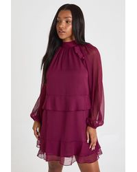 Boohoo - Chiffon Ruffle Smock Dress - Lyst