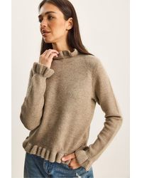 Bianco Lucci - Frilly Half Turtleneck Buttoned Knit Sweater - Lyst