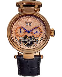 Heritor - Ganzi Semi-Skeleton Leather-Band Watch - Lyst