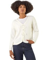 Roman - Bow Front Buttoned Knit Cardigan - Lyst