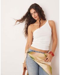 Abercrombie & Fitch - One Shoulder Asymetric Ribbed Tank Top - Lyst