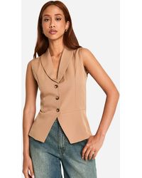 Boohoo - Contrast Mock Horn Button Longline Waistcoat - Lyst