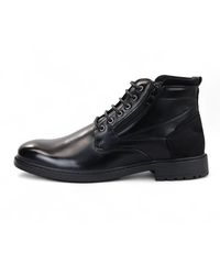 Infinity Leather - Biker Lace-Up Ankle Boots Faux Leather - Lyst