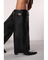 Where's That From - 'Nova' Fold Over Shark Block Heel Point Toe Boots - Lyst
