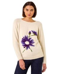 Roman - Floral Placement Knit Jumper - Lyst