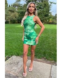 AX Paris - Tie Dye Round Neck Belted Skort Cargo Playsuit - Lyst