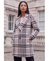 Roman - Petite Boucle Check Coat - Lyst