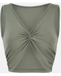 Hiccup - Solid Rib Twist Front Crop Top - Lyst