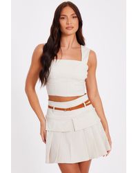 Quiz - Linen Crop Top Viscose - Lyst