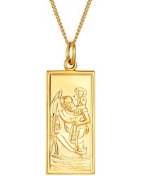 The Jewellery Stockroom - Rolled Rectangular St Christopher Pendant Necklace Plated - Lyst