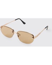 BoohooMAN - Rectangular Rimless Tinted Sunglasses - Lyst