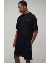 BoohooMAN - Star Applique Oversized T-Shirt & Basketball Short Set - Lyst