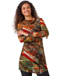 Roman - Abstract Print Cowl Neck Tunic Top - Lyst