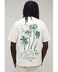 BoohooMAN - Regular Palm Print Washed T-Shirt - Lyst