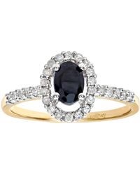 DIAMANT L'ÉTERNEL - 9ct Geelgouden Ring Met Diamant En Saffier - Lyst