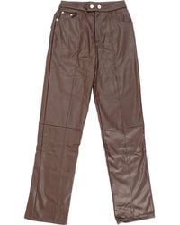 4th & Reckless - Leather Look Straight Leg Trousers - Lyst