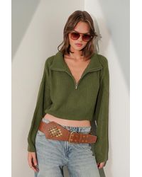 MixRay - Textured Long Sleeve Zipped Collar Sweater - Lyst