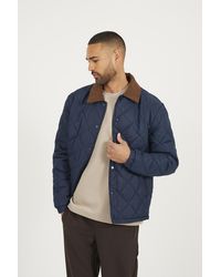Brave Soul - Quilted Coach Jacket With Cord Collar - Lyst