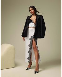 ASOS - Co-Ord Sequin Midi Skirt With Lace Split Detail - Lyst