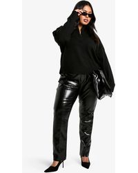 Boohoo - Plus Slim Fit Croc Pu Trouser - Lyst