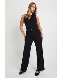 Boohoo - Super Soft Rib Knitted Waistcoat And Wide Leg Trouser Co-Ord - Lyst