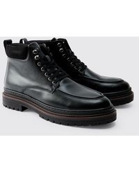 BoohooMAN - Washed Pu Hiking Style Boot - Lyst