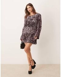 Gina Tricot - Flared Sleeves Low Back Sequin Mini Dress - Lyst