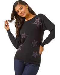 Roman - Embellished Star Knit Jumper - Lyst