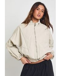 Boohoo - Funnel Neck Elasticated Waist Lightweight Bomber Jacket - Lyst