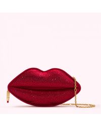Lulu Guinness - Red Medium Satin Lips Clutch Bag With Swarovski Crystals - Lyst