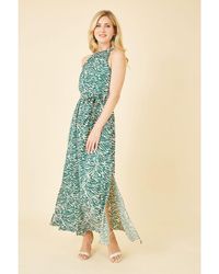 Mela London - Zebra Print Halter Neck Maxi Dress - Lyst