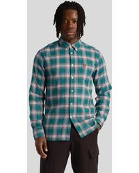 Lyle & Scott - Groen Geruit Flanellen Overhemd Met Lange Mouwen - Lyst