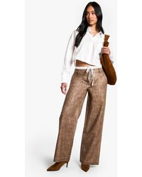 Boohoo - Boxer Waistband Washed Pu Straight Leg Trouser - Lyst